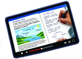 Chapter-linked teaching resource illustrated on a tablet in the Aavison catalogue