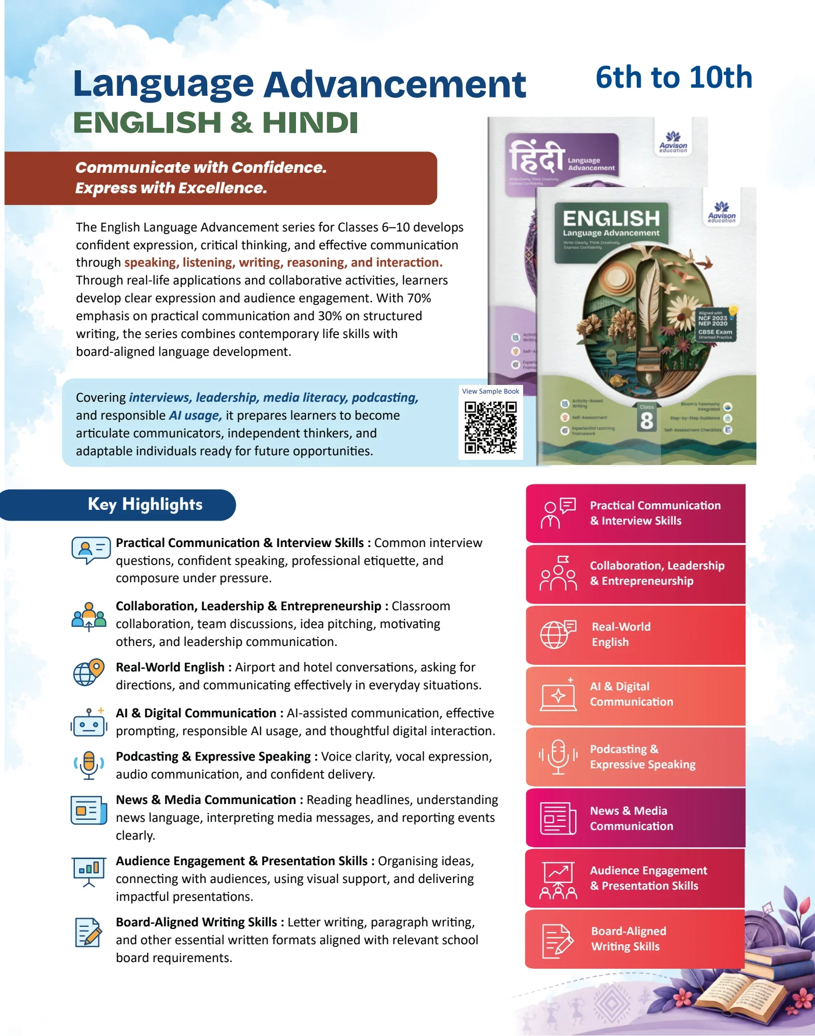 Language Advancement Hindi: original publisher catalogue overview, PDF page 14